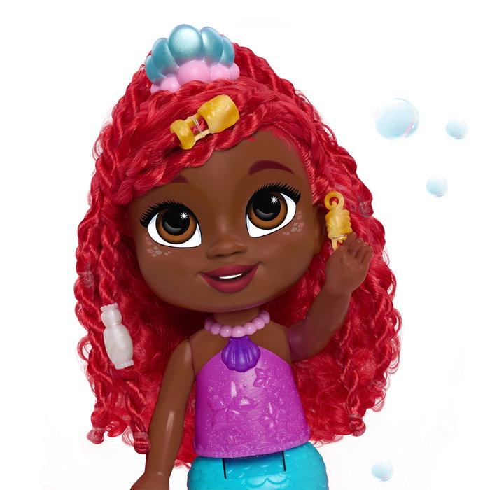 Just Play Poupée Ariel Junior Bubbles 39902 avec effets sonores et bulles, Disney, 30 cm