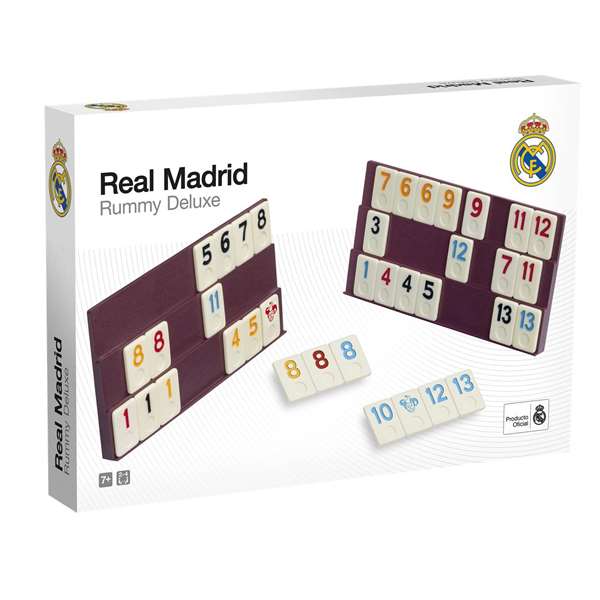 Falomir Juego Rummy de Luxe Real Madrid - Jeu de Cartes et de Société Rummy de Luxe Real Madrid, pour Enfants de 3 à 7 Ans, en Espagnol