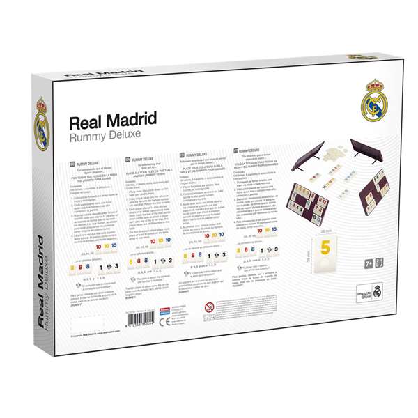Falomir Juego Rummy de Luxe Real Madrid - Jeu de Cartes et de Société Rummy de Luxe Real Madrid, pour Enfants de 3 à 7 Ans, en Espagnol