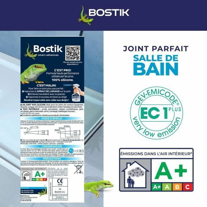 Bostik Joint Parfait Mastic silicone salle de bain blanc 280 ml Bostik Joint Parfait Mastic silicone salle de bain blanc 280 ml