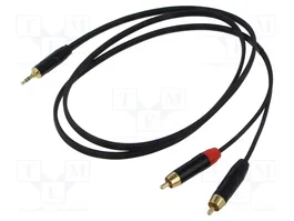 REDS MUSIC Câble Jack 3,5mm vers 2 RCA, 1,5m, noir