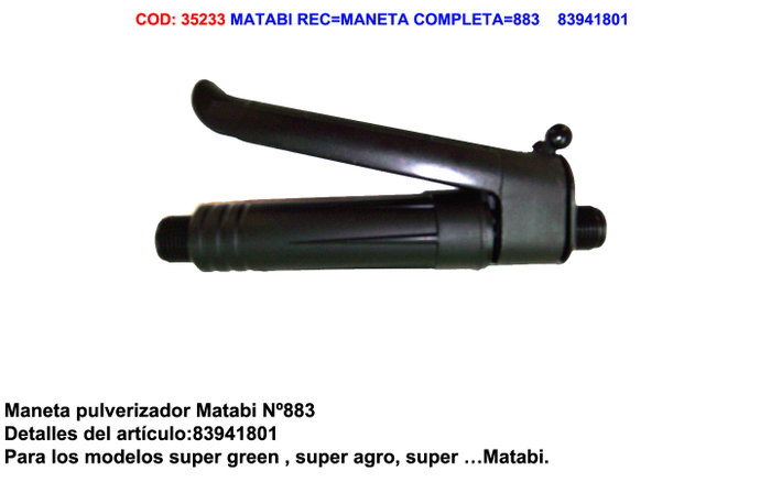 MATABI Manette complète de rechange 883 83941801 MATABI Manette complète de rechange 883 83941801