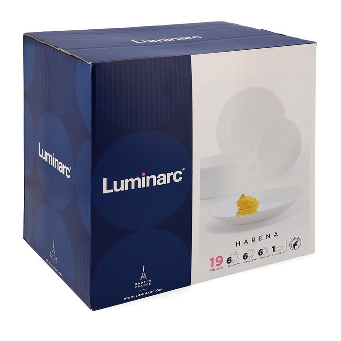 Luminarc Harena Service de Vaisselle Opal 19 Pièces - 6 Personnes en Verre Trempé Luminarc Harena Service de Vaisselle Opal 19 Pièces - 6 Personnes en Verre Trempé