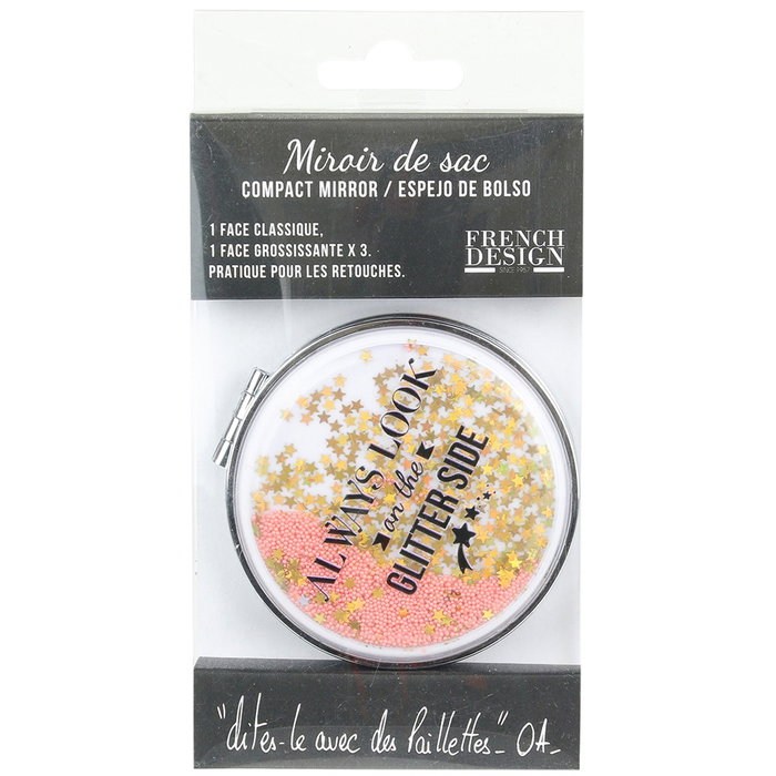Home Deco Factory Lot de 2 miroirs de poche avec étui, modèles assortis Home Deco Factory Lot de 2 miroirs de poche avec étui, modèles assortis