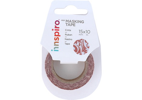 Innspiro Cinta masking tape Washi arabescos rouge 15mm x 10m Série Floral