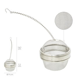ORYX Boule à mailles en acier inoxydable Ø 9 cm avec chaîne