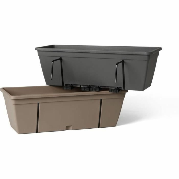 Garden Id Kit jardinière Smart avec crochet en métal, réserve d'eau et écarteur, Taupe 50 cm