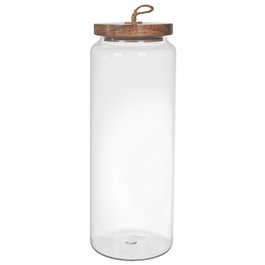 Home Deco Factory Bocal en verre borosilicate avec couvercle en acacia