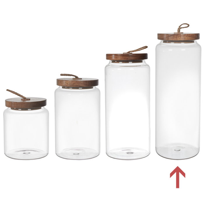 Home Deco Factory Bocal en verre borosilicate avec couvercle en acacia Home Deco Factory Bocal en verre borosilicate avec couvercle en acacia