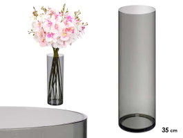 Giftdecor Jarron Aparenza Cylindrique en Acrylique Noir 12x35 cm (Set de 12)