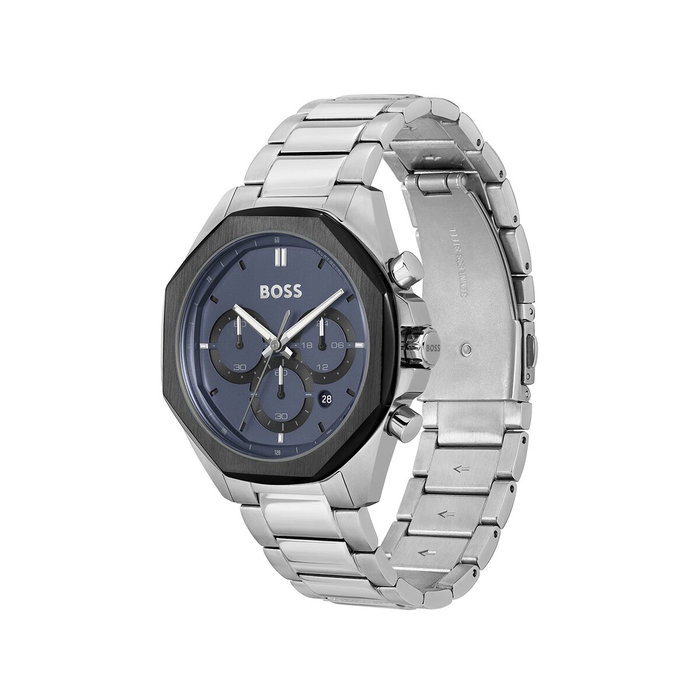 Boss 1514015 avec cadran bleu et bracelet gris