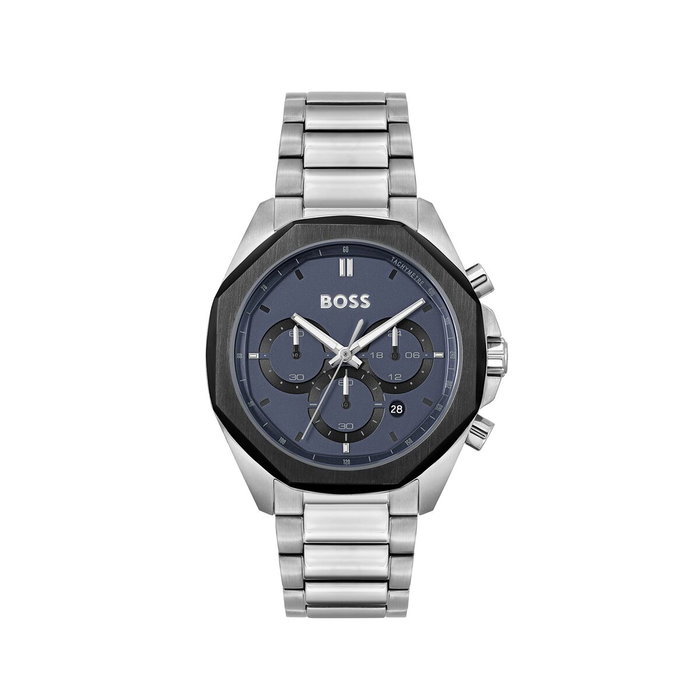 Boss 1514015 avec cadran bleu et bracelet gris