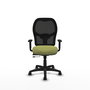 Chaise Alocén Synchrone/Traslack tissu Vert olive Maille Noir Structure polyamide noire Accoudoir 1D Sans appui-tête Roulettes en nylon 50 mm