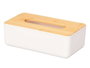 Berilo Porte-mouchoirs blanc avec couvercle en bambou 26cm