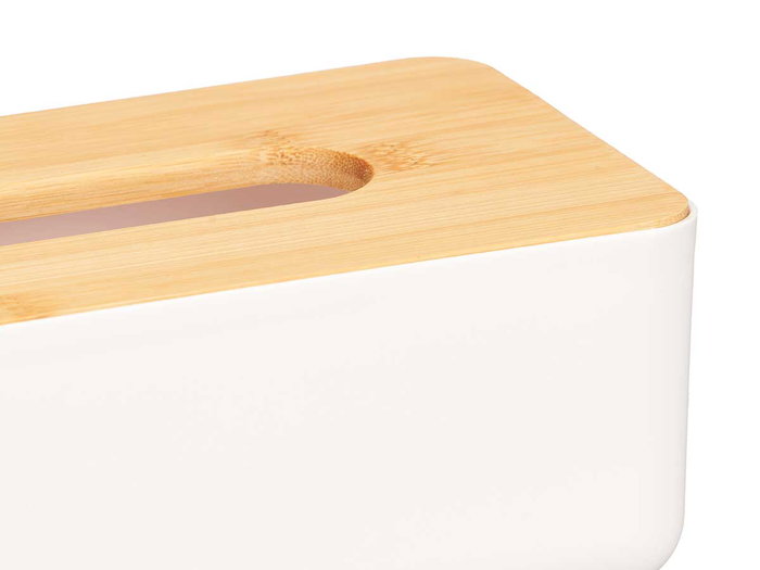 Berilo Porte-mouchoirs blanc avec couvercle en bambou 26cm Berilo Porte-mouchoirs blanc avec couvercle en bambou 26cm