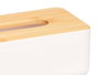 Berilo Porte-mouchoirs blanc avec couvercle en bambou 26cm