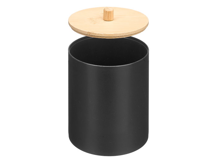 Berilo Bocal en plastique avec couvercle en bambou noir 9 x 13 x 9 cm (Set de 24)