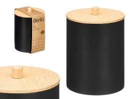 Berilo Bocal en plastique avec couvercle en bambou noir 9 x 13 x 9 cm (Set de 24)
