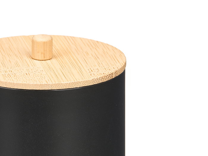 Berilo Bocal en plastique avec couvercle en bambou noir 9 x 13 x 9 cm (Set de 24)