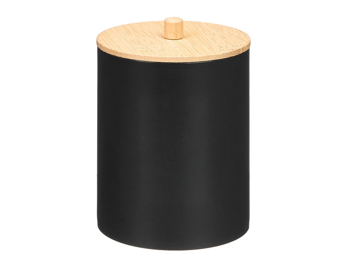 Berilo Bocal en plastique avec couvercle en bambou noir 9 x 13 x 9 cm (Set de 24)