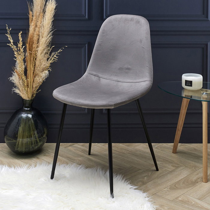 Home Deco Factory Chaise Giulia en Velours Gris