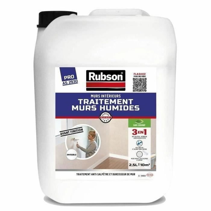 Rubson Revêtement d'étanchéité pour Murs Intérieurs Humides Incolore 2,5L
