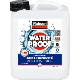 Rubson - Revêtement d'étanchéité pour Murs Intérieurs Humides, Traitement Hydrofuge Anti-Salpêtre Incolore - Bidon 2.5L
