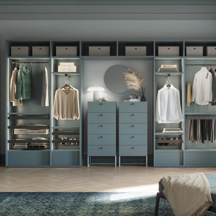 Emuca Rack avec glissières à extension totale et à fermeture douce pour accessoires d'armoire Quartz, 912-938mm, Aluminium et plastique, Titane