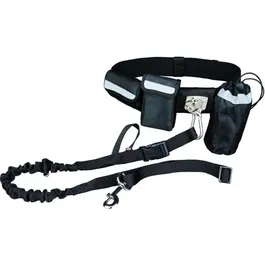Trixie Ceinture ventrale avec laisse extensible pour chien - Nylon résistant, crochet pivotant, atténuation des tractions, adaptée jusqu'à 40 kg, jogging et marche