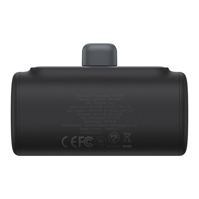 Baseus Powerbank P10068307113-00 Noir 5000 mAh, USB, Lightning, USB-C Baseus Powerbank P10068307113-00 Noir 5000 mAh, USB, Lightning, USB-C
