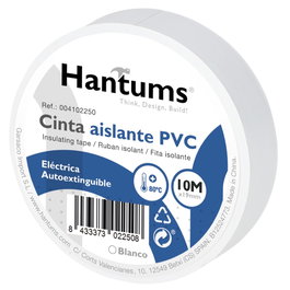 Hantums Cinta aislante elect. PVC 10M Blanca-Retractil10ud