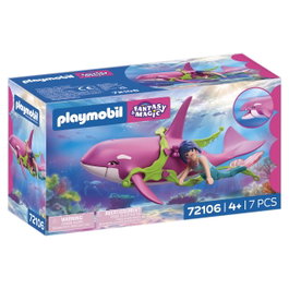 Playmobil Orca avec sirène 72106 - Set de jeu aquatique avec orque, sirène, algues et accessoires, à partir de 4 ans