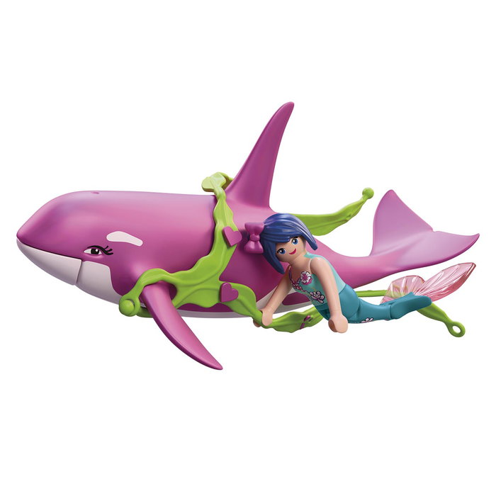 Playmobil Orca avec sirène 72106 - Set de jeu aquatique avec orque, sirène, algues et accessoires, à partir de 4 ans