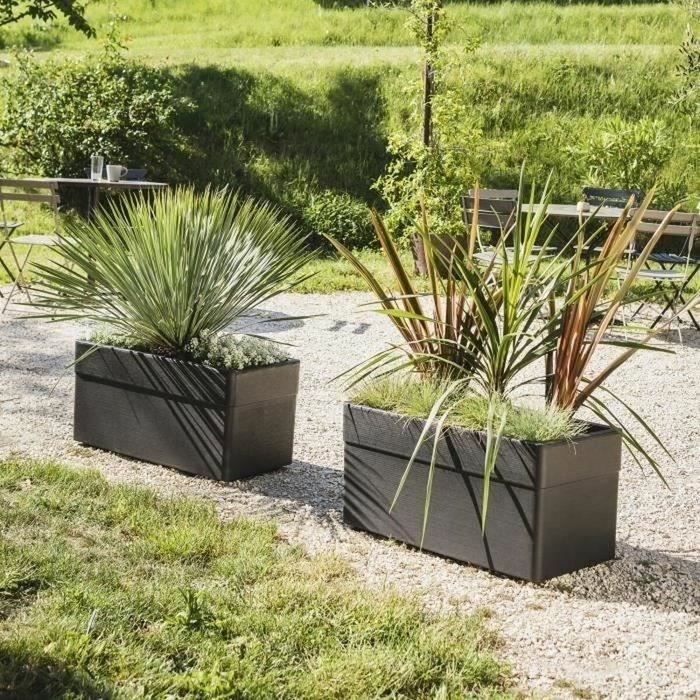EDA Jardinière Carel 63 L Gris Anthracite avec Roulettes