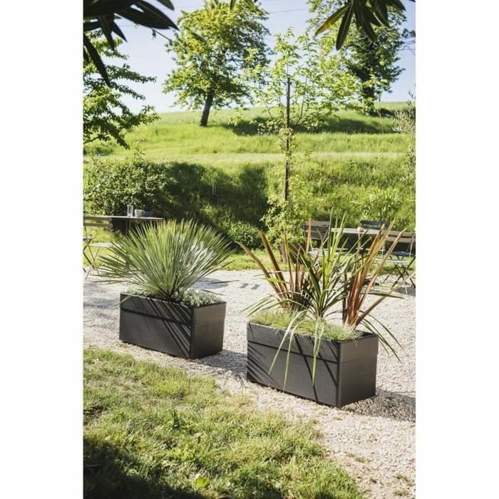 EDA Jardinière Carel 63 L Gris Anthracite avec Roulettes