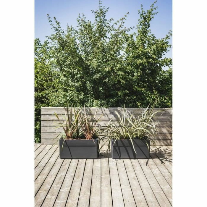 EDA Jardinière Carel 63 L Gris Anthracite avec Roulettes