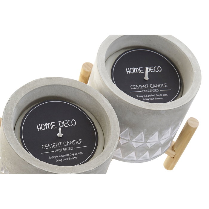 Bougie DKD Home Decor Gris Bois Marron Ciment Aluminium Cire (10 x 10 x 12 cm) (2 Unités)