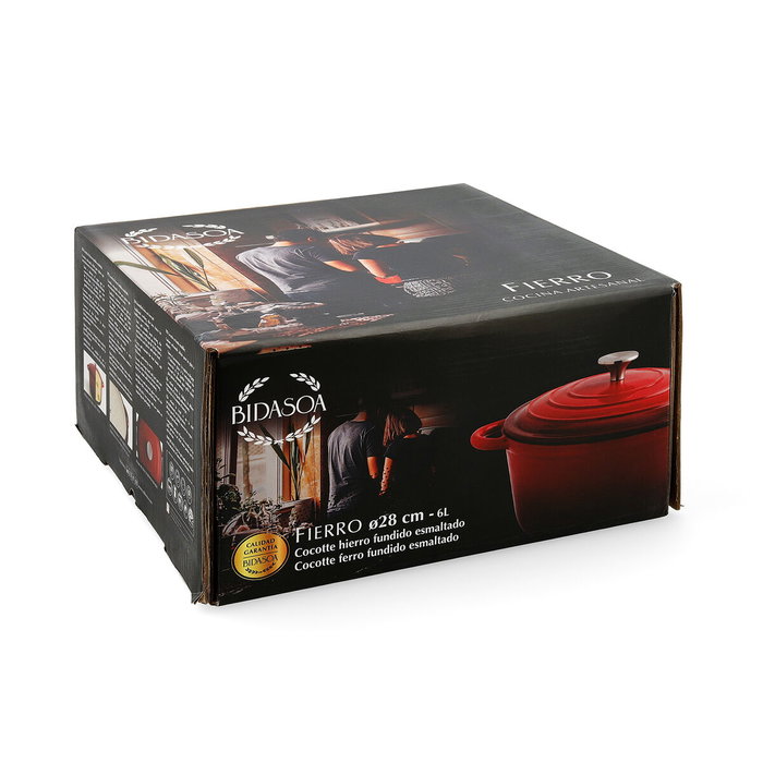 Bidasoa Cocotte en Fonte Émaillée Fierro 28 cm, 6 L (2 Unités) Rouge