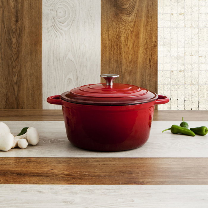 Bidasoa Cocotte en Fonte Émaillée Fierro 28 cm, 6 L (2 Unités) Rouge