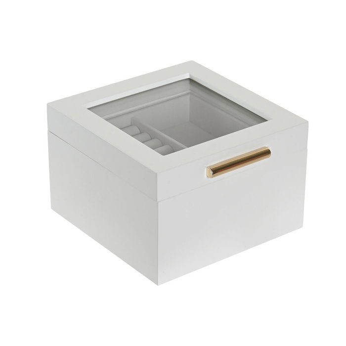 Home ESPRIT Boîte à bijoux Blanc Bois Verre