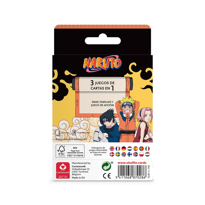 Fournier Jeu de Cartes Shuffle Fun Naruto 3 en 1 (Snap, Familles, Action) - 33 Cartes - Âge 4+ - Instructions Multilingues - Réf. 10037630 Fournier Jeu de Cartes Shuffle Fun Naruto 3 en 1 (Snap, Familles, Action) - 33 Cartes - Âge 4+ - Instructions Multilingues - Réf. 10037630