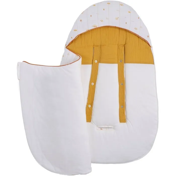 Sauthon - Nid d'ange SUNLIGHT en mousseline de coton, imprimé motif, pour bébé de 0 à 4 mois - Doux, enveloppant et pratique pour les sorties avec siège auto