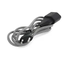 Chacon Rallonge textile 1,5 m - Prise 2P+T - 6A 250V - Noir et blanc - Multiprise avec interrupteur