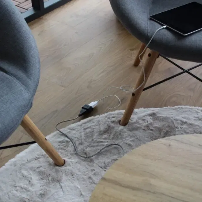 Chacon Rallonge textile 1,5 m - Prise 2P+T - 6A 250V - Noir et blanc - Multiprise avec interrupteur