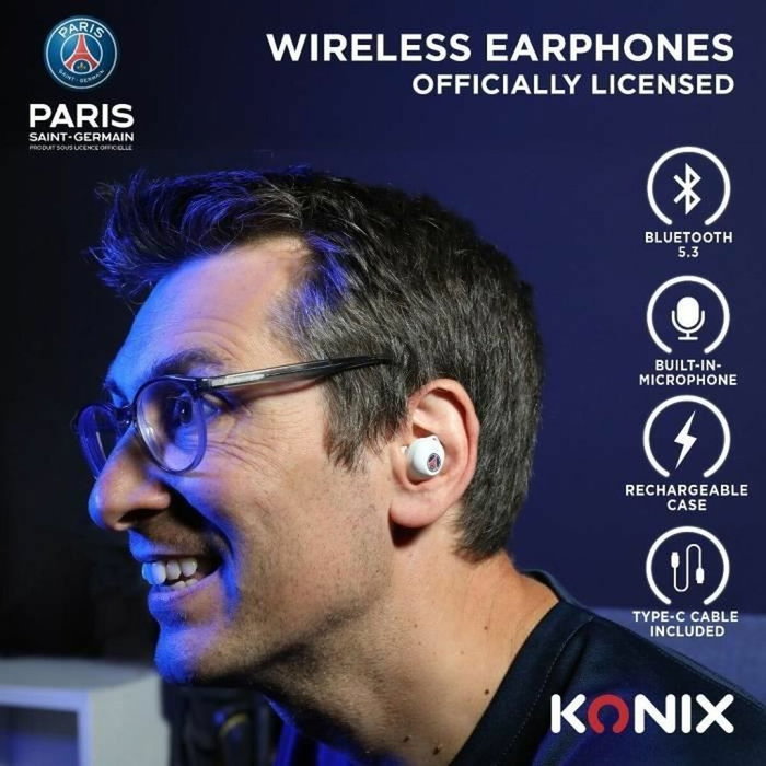 Konix Écouteurs sans fil M30 PSG Blanc Konix Écouteurs sans fil M30 PSG Blanc