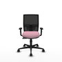 Chaise Yunquera Synchro 4 positions tissu Rose Maille Noir Base en nylon noir Accoudoir 1D Sans appui-tête Roulettes 65mm nylon