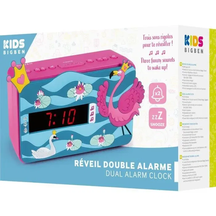 Bigben Interactive R15PRINCESS3D - Réveil LED avec effet 3D décor princesse, double alarme, fonction snooze et réglage de l'intensité - Alimentation secteur et piles AAA
