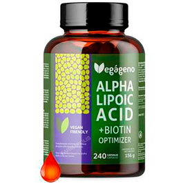 VEGAGENO Acide Alpha Lipoïque et Acide Folique 600 mg, 240 capsules
