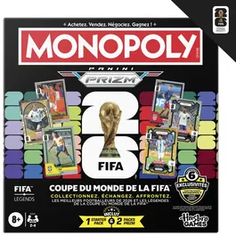 Monopoly Panini Prizm FIFA World Cup 2026, Jeu de société de football avec cartes, Coupe du Monde FIFA 2026, à partir de 8 ans