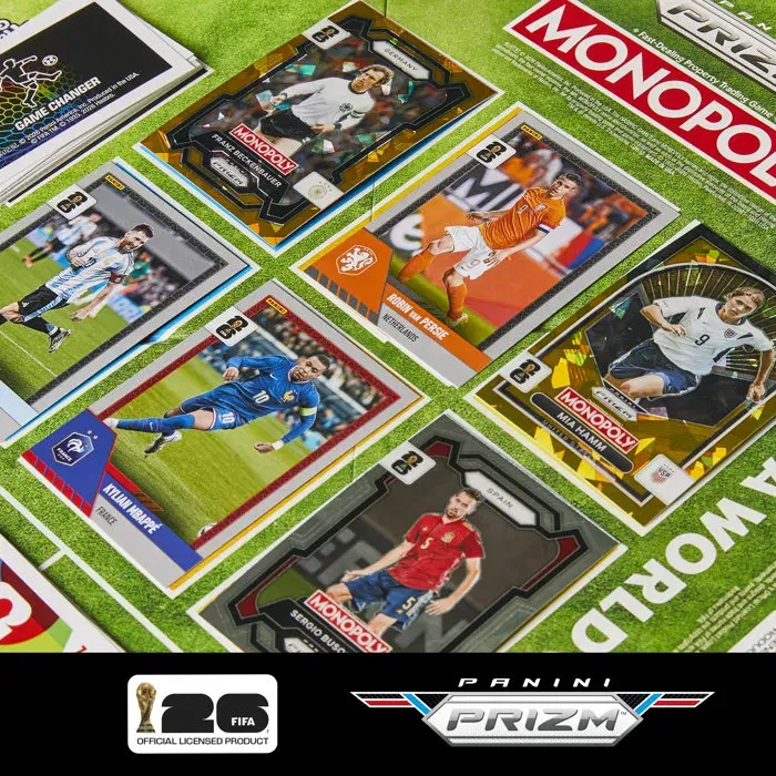 Monopoly Panini Prizm FIFA World Cup 2026, Jeu de société de football avec cartes, Coupe du Monde FIFA 2026, à partir de 8 ans